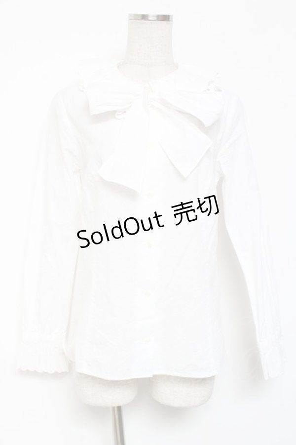 画像1: Leur Getter / コットンボイルボウタイ付ブラウス  白 Y-26-01-20-002-LU-BL-SZ-ZY (1)