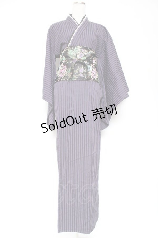 画像1: ALGONQUINS / ストライプ浴衣セット  紫 Y-26-01-20-104-AL-OP-SZ-ZI (1)