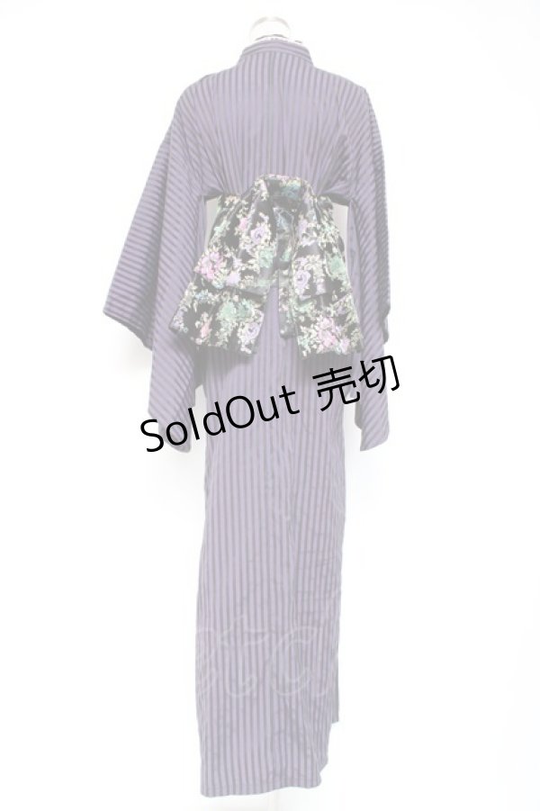画像2: ALGONQUINS / ストライプ浴衣セット  紫 Y-26-01-20-104-AL-OP-SZ-ZI (2)