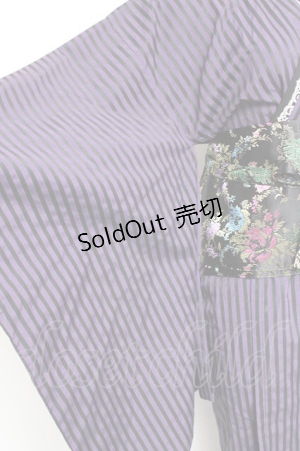 画像6: ALGONQUINS / ストライプ浴衣セット  紫 Y-26-01-20-104-AL-OP-SZ-ZI (6)