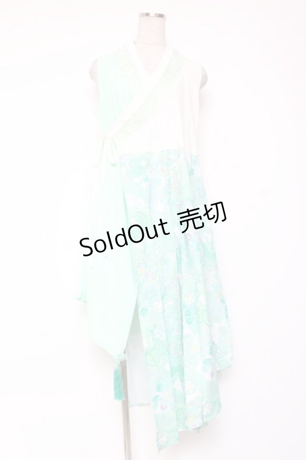 画像1: Qutie Frash / 着物プリーツチュニック  ミント Y-26-01-20-109-QU-TO-SZ-ZI (1)