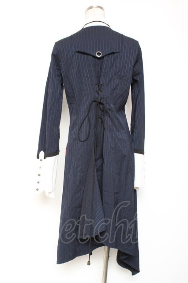 画像2: Ozz oneste / ストライプナポレオンシャツワンピース  紺 Y-26-01-20-112-OO-OP-SZ-ZS (2)