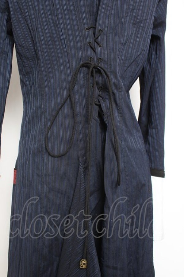 画像3: Ozz oneste / ストライプナポレオンシャツワンピース  紺 Y-26-01-20-112-OO-OP-SZ-ZS (3)