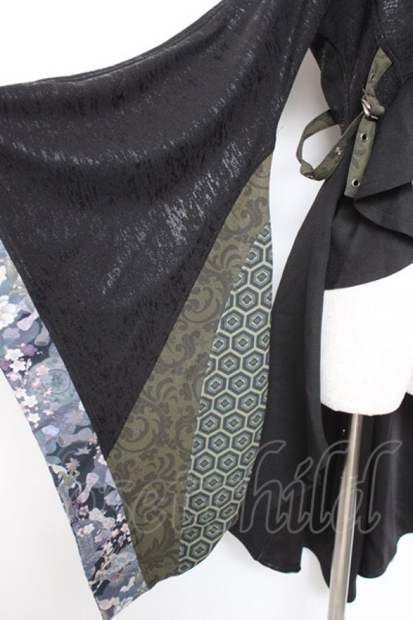 画像5: Qutie Frash / 着物ロングカーデ  黒×緑 Y-26-01-20-113-QU-JA-SZ-ZI (5)