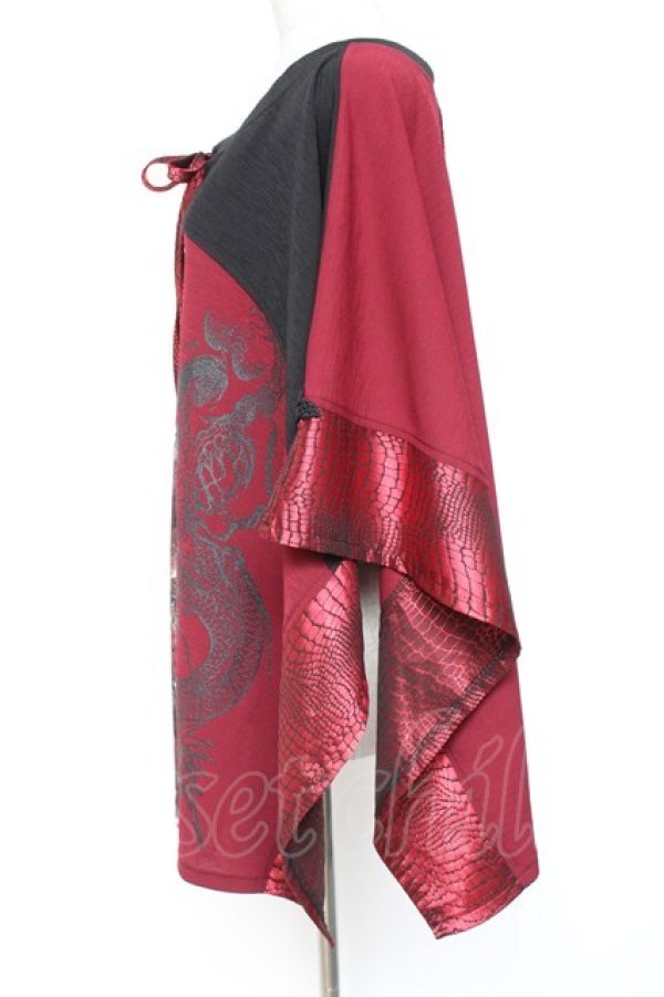 画像2: Qutie Frash / 龍和柄切替ポンチョ  黒×赤 Y-26-01-20-114-QU-TO-SZ-ZI (2)