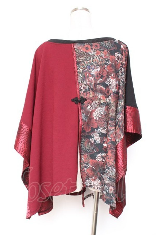 画像3: Qutie Frash / 龍和柄切替ポンチョ  黒×赤 Y-26-01-20-114-QU-TO-SZ-ZI (3)