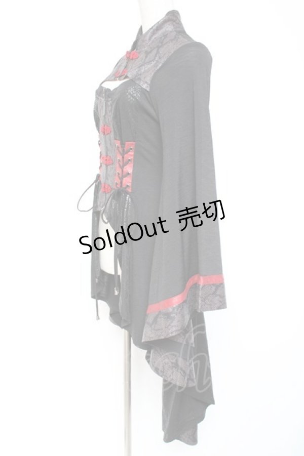 画像2: Qutie Frash / チャイナミリタリーチュニック  黒×赤 Y-26-01-20-115-QU-OP-SZ-ZI (2)