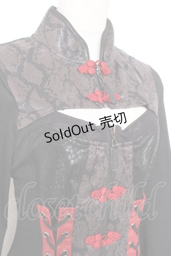 画像5: Qutie Frash / チャイナミリタリーチュニック  黒×赤 Y-26-01-20-115-QU-OP-SZ-ZI (5)