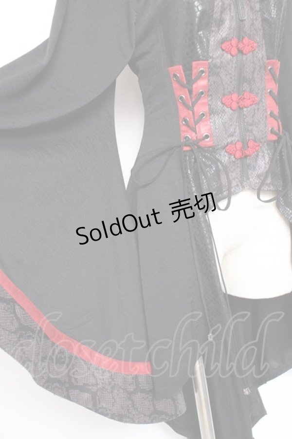 画像6: Qutie Frash / チャイナミリタリーチュニック  黒×赤 Y-26-01-20-115-QU-OP-SZ-ZI (6)