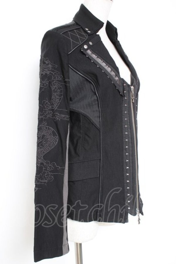 画像3: Ozz Croce / 龍刺繍ダガチャームジャケット  黒 Y-26-01-20-116-OO-JA-SZ-ZS (3)