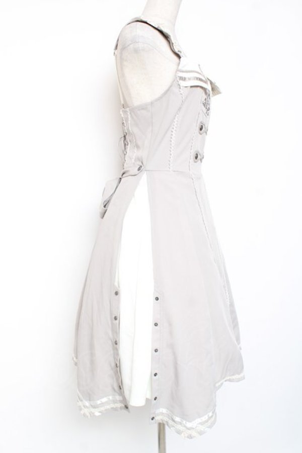 画像2: Ozz oneste / 薔薇刺繍サイドプリーツジャンパースカート  グレー Y-26-01-20-119-OO-OP-SZ-ZS (2)