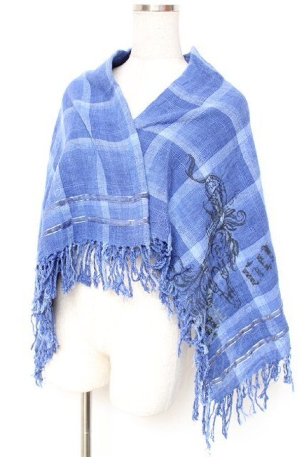 画像1: Ozz Croce / チェックストール  青 Y-26-01-20-122-OO-ZA-SZ-ZY (1)