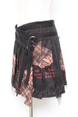画像2: h.ANARCHY / チェック×ユニオン柄プリーツ巻きスカート  黒 Y-26-01-20-123-HN-SK-SZ-ZI (2)