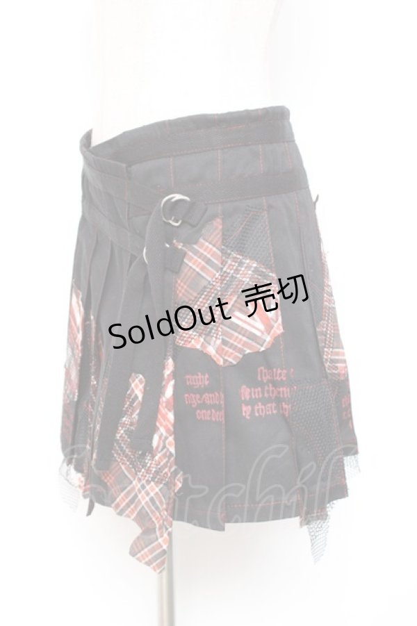 画像2: h.ANARCHY / チェック×ユニオン柄プリーツ巻きスカート  黒 Y-26-01-20-123-HN-SK-SZ-ZI (2)