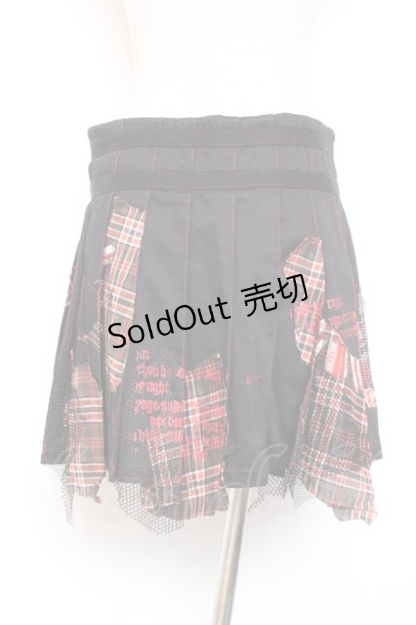 画像3: h.ANARCHY / チェック×ユニオン柄プリーツ巻きスカート  黒 Y-26-01-20-123-HN-SK-SZ-ZI (3)