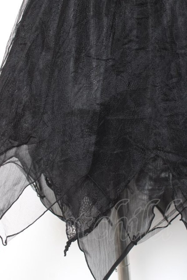 画像4: h.naoto Blood / 異素材切替総柄イレヘムスカート  黒 Y-26-01-20-124-HN-SK-SZ-ZI (4)