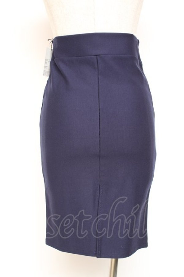 画像2: MARBLE / 十字架付きあみあげタイトスカート  紺 Y-26-01-20-125-GO-SK-SZ-ZI (2)