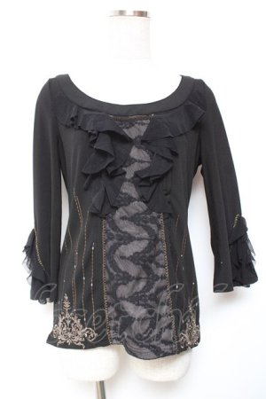 画像: Rozen Kavalier / フロントレース裾刺繍トップス  黒 Y-26-01-20-015-OO-TO-SZ-ZS