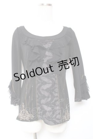 画像: Rozen Kavalier / フロントレース裾刺繍トップス  黒 Y-26-01-20-015-OO-TO-SZ-ZS