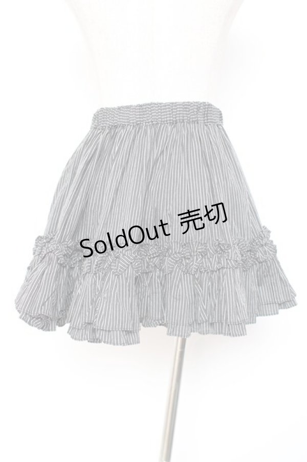 画像2: Na+H / フリルスカート  ストライプ黒 Y-26-01-20-127-PU-SK-SZ-ZI (2)