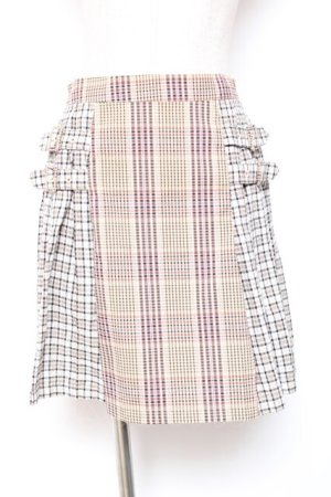画像: Candy Stripper /CHECK BELTED PLEATSスカート 1 ベージュ Y-26-01-20-128-PU-SK-SZ-ZI