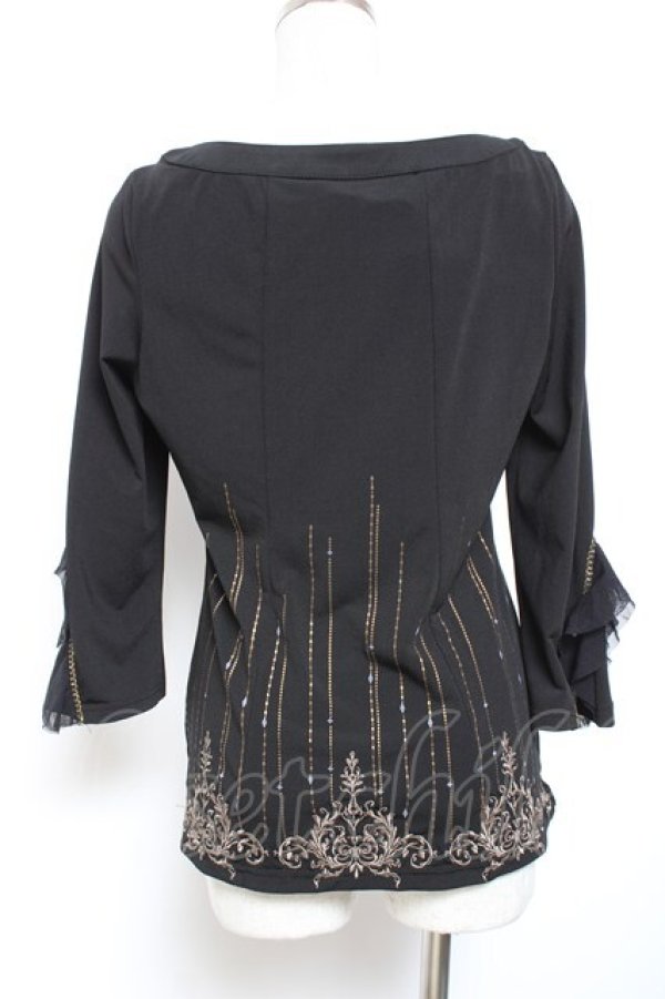 画像2: Rozen Kavalier / フロントレース裾刺繍トップス  黒 Y-26-01-20-015-OO-TO-SZ-ZY (2)