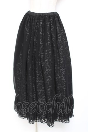 画像: MARBLE / バッスルレース付きスカラップレースロングスカート  黒 Y-26-01-20-131-GO-SK-SZ-ZI