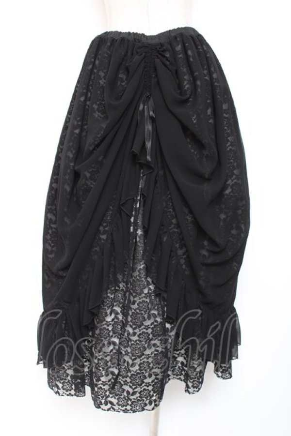 画像3: MARBLE / バッスルレース付きスカラップレースロングスカート  黒 Y-26-01-20-131-GO-SK-SZ-ZI (3)