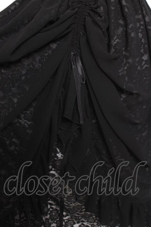 画像4: MARBLE / バッスルレース付きスカラップレースロングスカート  黒 Y-26-01-20-131-GO-SK-SZ-ZI (4)