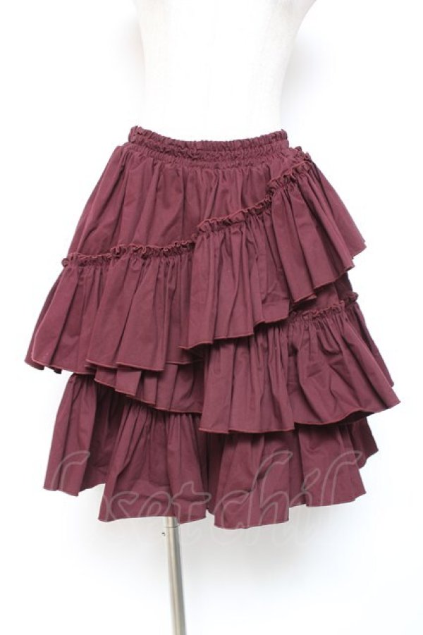 画像1: Vallee lys / "Sweet alyssum series"イレギュラースカート  ボルドー Y-26-01-20-138-GO-SK-SZ-ZI (1)