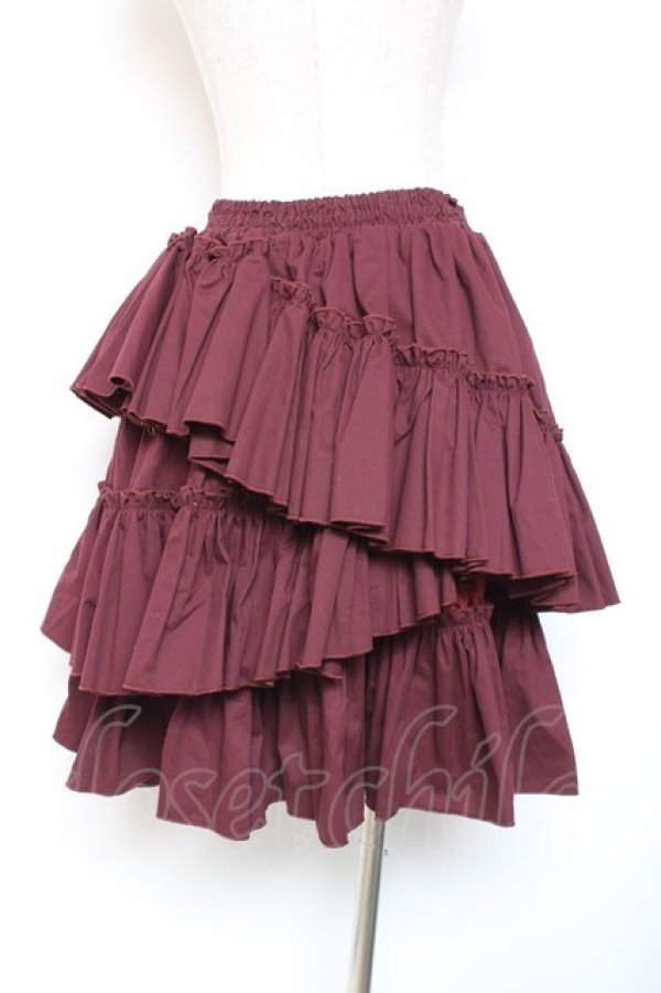 画像2: Vallee lys / "Sweet alyssum series"イレギュラースカート  ボルドー Y-26-01-20-138-GO-SK-SZ-ZI (2)