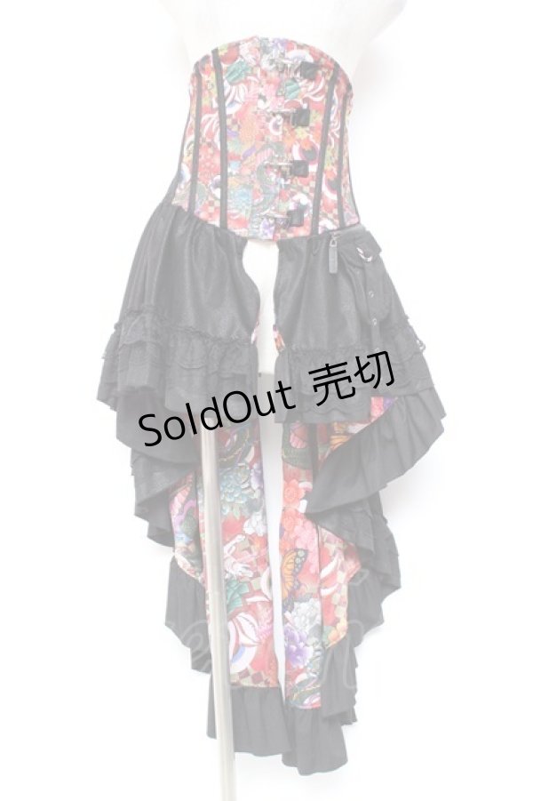 画像1: Qutie Frash / コルセットスカート  黒×赤 Y-26-01-20-139-QU-SK-SZ-ZI (1)