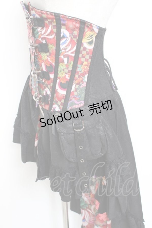 画像2: Qutie Frash / コルセットスカート  黒×赤 Y-26-01-20-139-QU-SK-SZ-ZI (2)