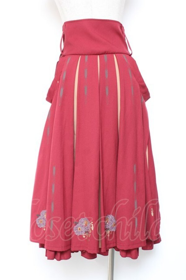 画像3: Ozz oneste / 椿刺繍袴スカート  エンジ Y-26-01-20-140-OO-SK-SZ-ZS (3)