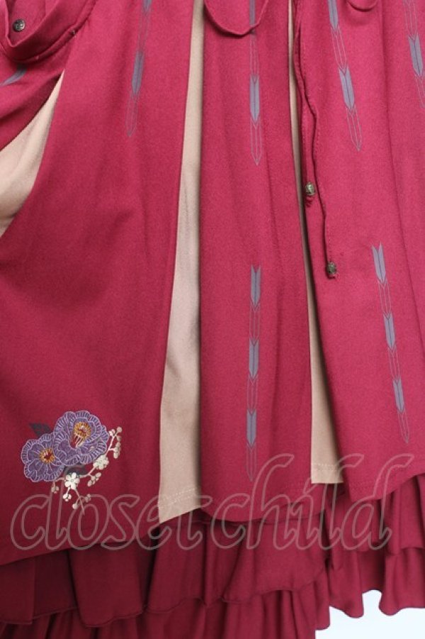 画像6: Ozz oneste / 椿刺繍袴スカート  エンジ Y-26-01-20-140-OO-SK-SZ-ZS (6)