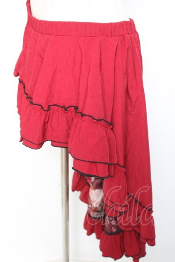 画像2: Qutie Frash / 裏地和柄後ろロングスカート  赤 Y-26-01-20-142-QU-SK-SZ-ZI (2)