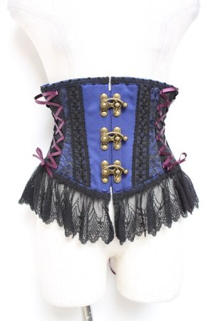 画像: abilletage / エンボスフックコルセット 3 ブルー×ブラック Y-26-01-20-147-GO-TO-SZ-ZI