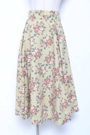 画像: an another angelus / ローズ柄サッシュベルト付きスカート  イエロー Y-26-01-20-148-CA-SK-SZ-ZI