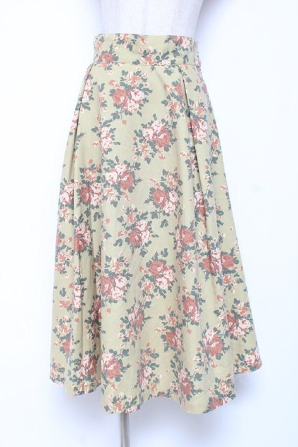 画像1: an another angelus / ローズ柄サッシュベルト付きスカート  イエロー Y-26-01-20-148-CA-SK-SZ-ZI (1)