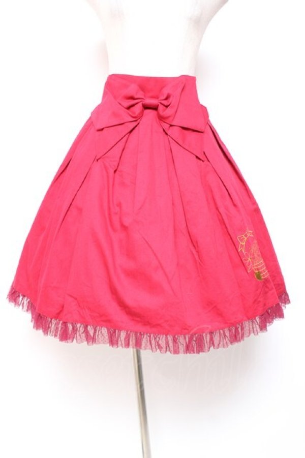 画像1: metamorphose / CL フラワーバスケット刺繍スカート  赤 Y-26-01-20-149-ME-SK-SZ-ZI (1)