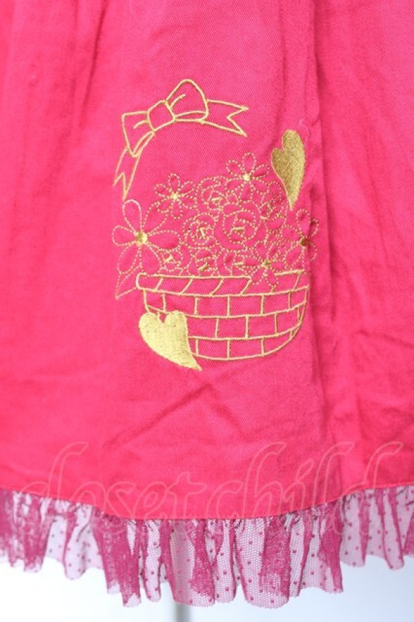 画像5: metamorphose / CL フラワーバスケット刺繍スカート  赤 Y-26-01-20-149-ME-SK-SZ-ZI (5)