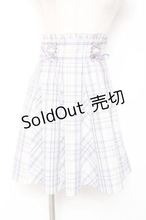 画像: Amavel / ダブルレースアップはぎフレアチェックスカート  ラベンダー Y-26-01-20-157-CA-SK-SZ-ZS