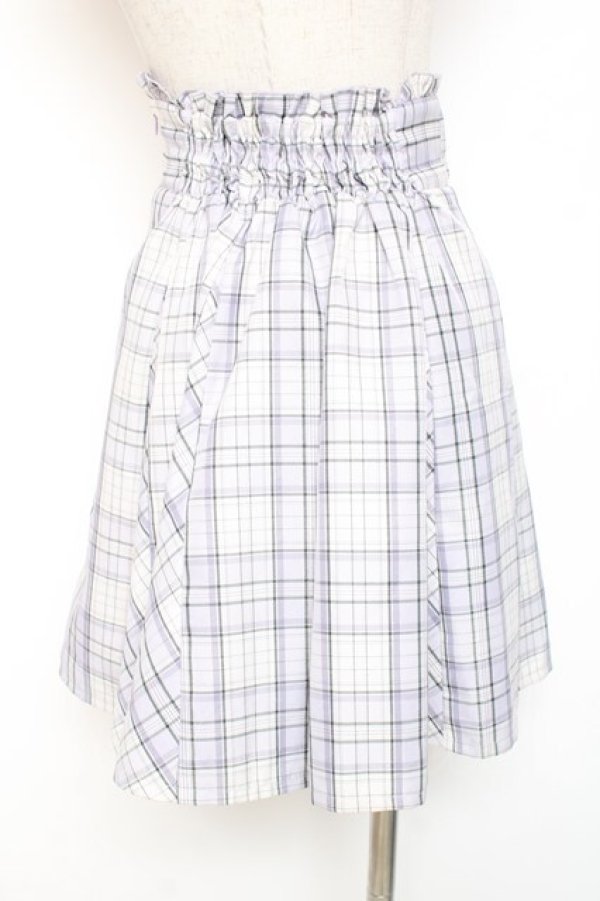 画像3: Amavel / ダブルレースアップはぎフレアチェックスカート  ラベンダー Y-26-01-20-157-CA-SK-SZ-ZS (3)