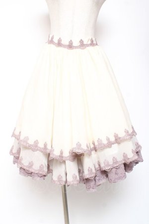 画像: Hinana Queena / 菫の秘め事 裾レーススカート S アイボリー×ラベンダー Y-26-01-20-165-LO-SK-SZ-ZI