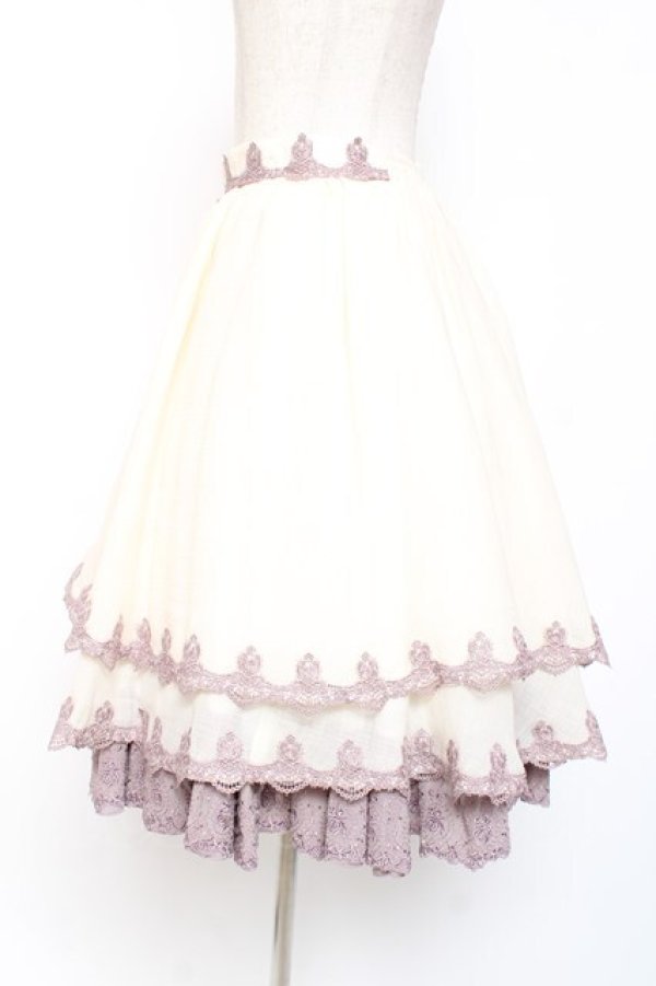 画像2: Hinana Queena / 菫の秘め事 裾レーススカート S アイボリー×ラベンダー Y-26-01-20-165-LO-SK-SZ-ZI (2)