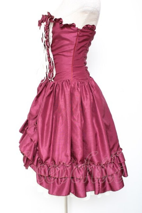 画像2: ATELIER PIERROT / バッスルコルセットワンピース  ワイン×ホワイト Y-26-01-20-172-EL-OP-SZ-ZI (2)