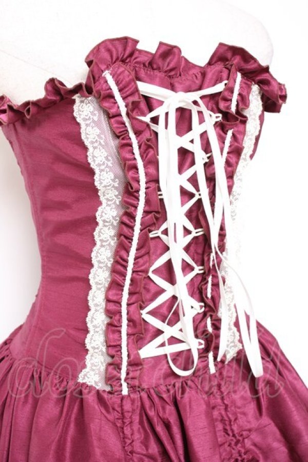 画像4: ATELIER PIERROT / バッスルコルセットワンピース  ワイン×ホワイト Y-26-01-20-172-EL-OP-SZ-ZI (4)