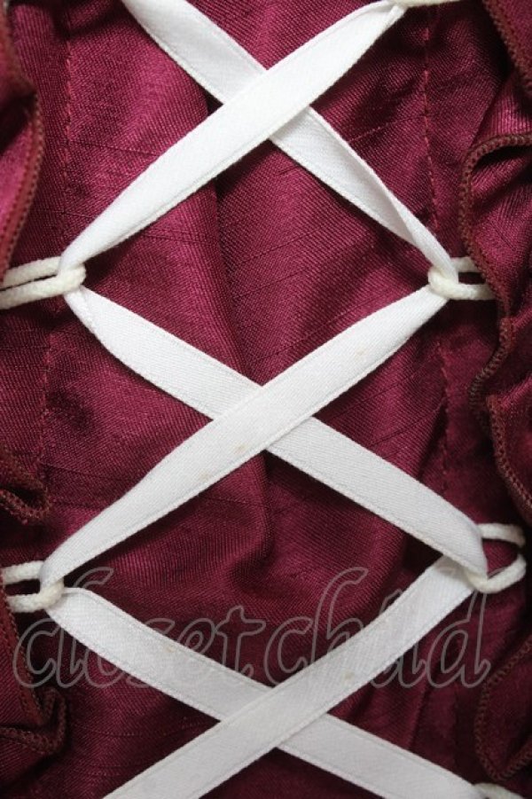 画像7: ATELIER PIERROT / バッスルコルセットワンピース  ワイン×ホワイト Y-26-01-20-172-EL-OP-SZ-ZI (7)