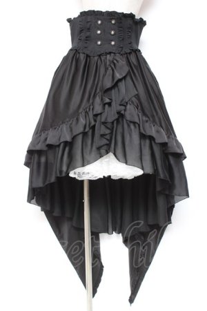 画像: MARBLE / バッスルリボン付きコルセット風巻きスカート  黒 Y-26-01-20-173-GO-SK-SZ-ZI