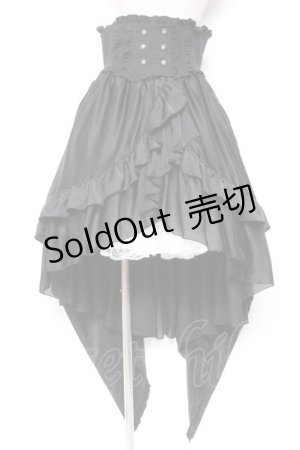 画像: MARBLE / バッスルリボン付きコルセット風巻きスカート  黒 Y-26-01-20-173-GO-SK-SZ-ZI